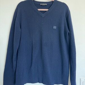 Acne Dark Blue V-Neck Sweater